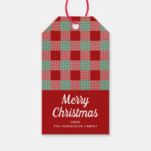 Étiquettes-cadeau Joyeux Noël Rouge Et Vert Plaid (Devant)
