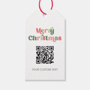 Étiquettes-cadeau Joyeux Noël rouge et vert QR Code