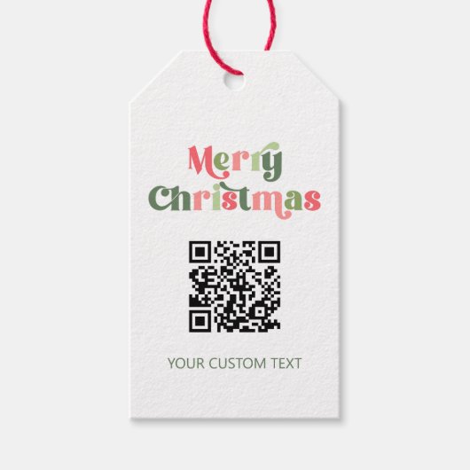 Étiquettes-cadeau Joyeux Noël rouge et vert QR Code (Devant)
