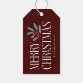 Étiquettes-cadeau Joyeux Noël Rouge Fête Botanique (Devant)