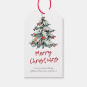 Étiquettes-cadeau Joyeux Noël Rouge moderne Arbre de Noël Chic (Devant)