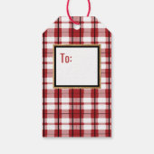 Étiquettes-cadeau Joyeux Noël Rouge Noir Blanc Plaid Minimal (Dos)