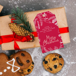 Étiquettes-cadeau Joyeux Noël Rouge rose pâtisserie
