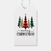 Étiquettes-cadeau Joyeux Noël Rouge Vert Noir Arbres Plaid (Devant)