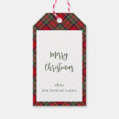 Étiquettes-cadeau Joyeux Noël Rouge Vert Plaid Stewart Tartan (Devant)