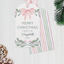Joyeux Noël ruban baies aquarelle rose