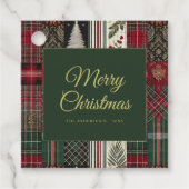 Étiquettes Cadeau Joyeux Noël Rustique Plaid Motif (Devant)