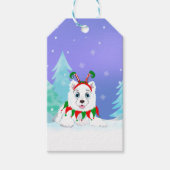 Étiquettes-cadeau Joyeux Noël Samoyé Avec Un Bouton Elf (Devant)