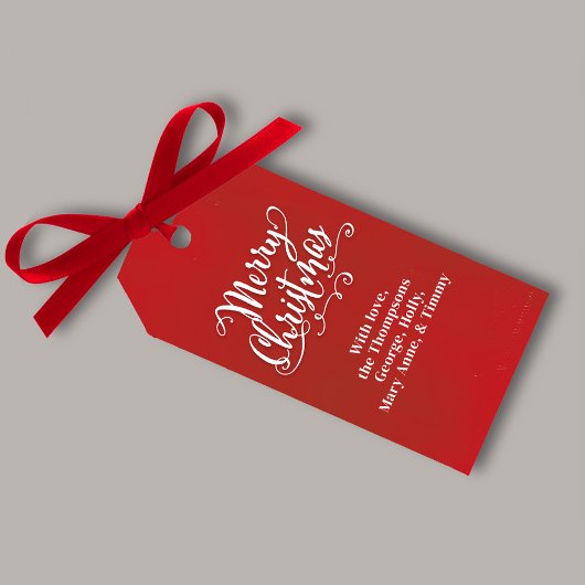Étiquettes-cadeau Joyeux Noël Script Simple Red Custom