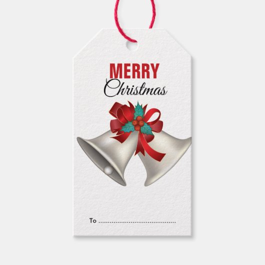 Étiquettes-cadeau Joyeux Noël Silver Bells Festive (Devant)