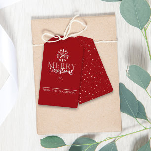 Étiquettes-cadeau Joyeux Noël Simple mignon Rouge Elégant Points