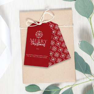 Étiquettes-cadeau Joyeux Noël Simple mignon Rouge Élégant Snowflakes