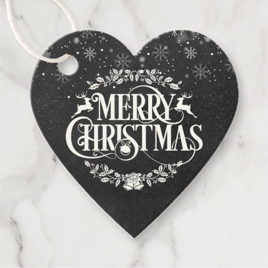Étiquettes Cadeau Joyeux Noël Snowflakes Boho Chalkboard (Devant)
