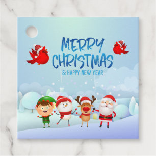 Étiquettes Cadeau Joyeux Noël Snowman Père Noël Rudolph Elf