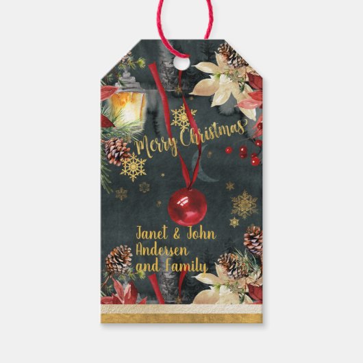 Étiquettes-cadeau Joyeux Noël Splendor Ajouter un nom (Devant)
