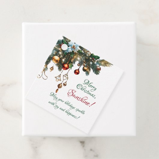 Étiquettes Cadeau Joyeux Noël Sunshine Classic (En situation)
