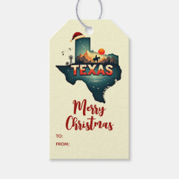 Étiquettes-cadeau Joyeux Noël Texas State Fêtes Personnalisées