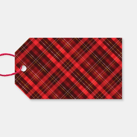 Étiquettes-cadeau Joyeux Noël traditionnel Rouge Plaid Personnalisé (Dos (Horizontal))