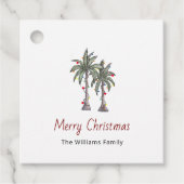 Étiquettes Cadeau Joyeux Noël Tropical Palm Trees Fêtes (Devant)