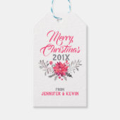 Étiquettes-cadeau Joyeux Noël Typographie & Bouquet de Noël (Devant)