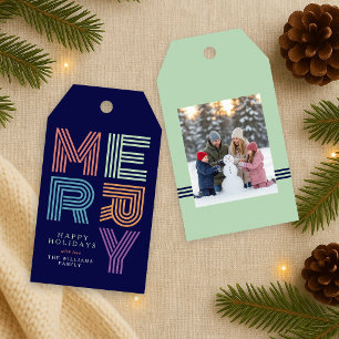 Étiquettes-cadeau Joyeux Noël Typographie Couleur Bold Photo