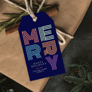 Étiquettes-cadeau Joyeux Noël Typographie Gras Couleur Vive
