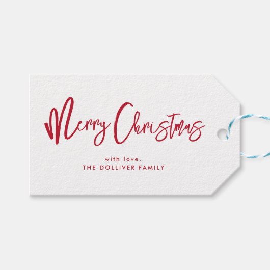 Étiquettes-cadeau Joyeux Noël | Typographie rouge (Devant (Horizontal))