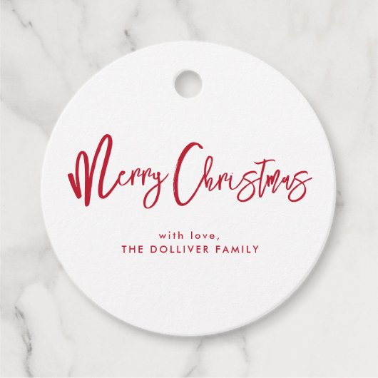 Étiquettes Cadeau Joyeux Noël | Typographie rouge (Devant)