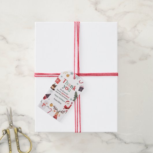 Étiquettes-cadeau Joyeux Noël Vacances Père Noël Cadeau Enseignant d (Avec de la ficelle)