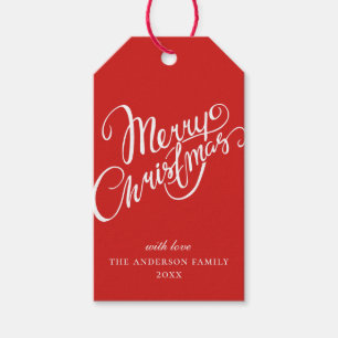 Étiquettes-cadeau Joyeux Noël. Vacances rouge et blanc