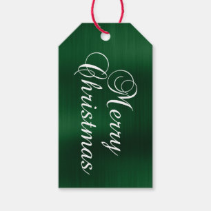 Étiquettes-cadeau Joyeux Noël vert foncé métallique