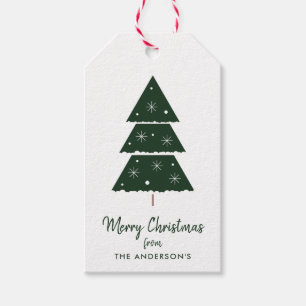 Étiquettes-cadeau Joyeux Noël vert Snowflakes