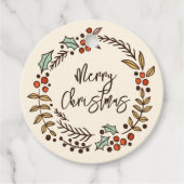 Étiquettes Cadeau Joyeux Noël Wreath Holiday (Devant)
