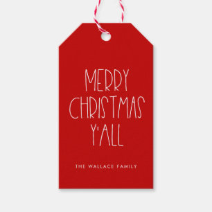 Étiquettes-cadeau Joyeux Noël y'all Red