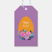 Étiquettes-cadeau Joyeux oeuf floral de Pâques aquarelle (Devant)