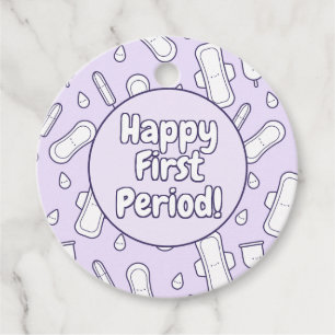 Étiquettes Cadeau Joyeux Pad en Tampon violet Première Période