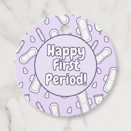 Étiquettes Cadeau Joyeux Pad en Tampon violet Première Période (Devant)