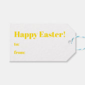 Étiquettes-cadeau Joyeux Pâques jaune à de la typographie moderne (Devant (Horizontal))