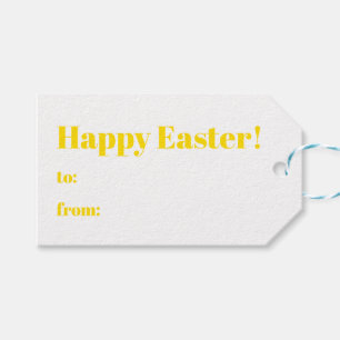 Étiquettes-cadeau Joyeux Pâques jaune à de la typographie moderne