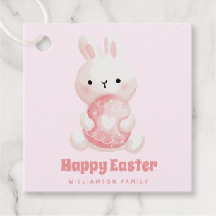 Étiquettes Cadeau Joyeux Pâques ! Mignonne lapin de Pâques avec oeuf