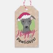 Étiquettes-cadeau Joyeux pawlidays Caricature de chien gris glacé No (Devant)