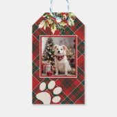 Étiquettes-cadeau Joyeux Pawlidays Chien Paw Red Plaid Photo Noël (Dos)