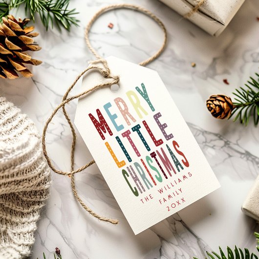 Étiquettes-cadeau Joyeux petit Noël coloré rétro