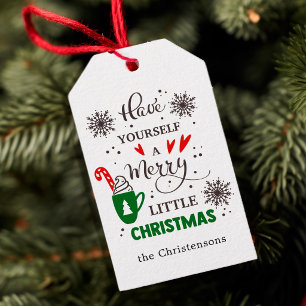 Étiquettes-cadeau Joyeux petit Noël rouge vert de fête