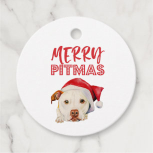Étiquettes Cadeau Joyeux Pitmas mignon Père Noël Chien Noël