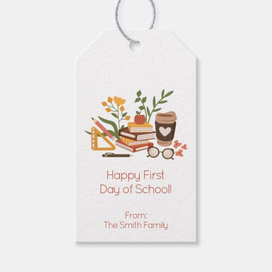 Étiquettes-cadeau Joyeux premier jour d'école (Devant)
