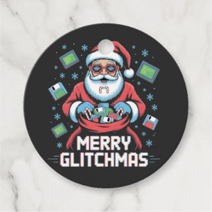 Étiquettes Cadeau Joyeux programmeur de codage Glitchmas Père Noël N