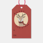 Étiquettes-cadeau Joyeux rennes de Noël avec Écharpe (Devant)
