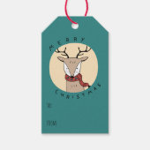 Étiquettes-cadeau Joyeux rennes de Noël avec Écharpe (Devant)