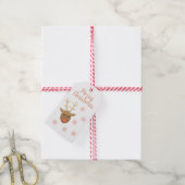Étiquettes-cadeau Joyeux rennes de Noël Or rose (Avec de la ficelle)